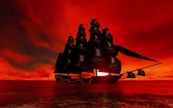 Video Stock Pirate Ship Sailing In A Red Sunset Free