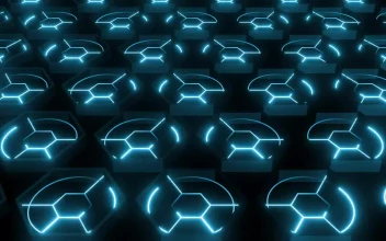 Video Stock Platform With Hexagons With Neon Light Circles Free
