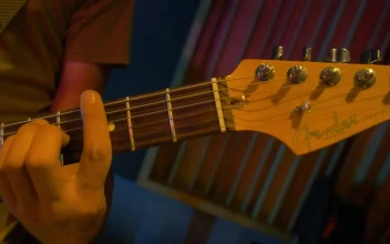 Video Stock Playing The Electric Guitar During A Presentation Free
