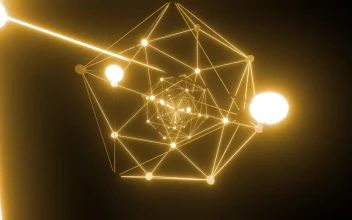 Video Stock Points And Lines Of Yellow Light Moving In Space Free