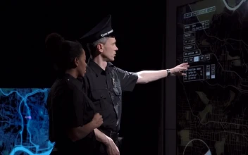 Video Stock Police Looking At An Interactive Map Free