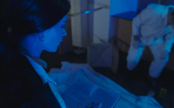 Video Stock Police Woman Interrogating The Coroner At A Crime Scene Free