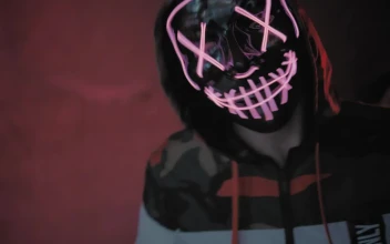 Video Stock Popping Dancer Wearing A Mask With Neon Lights Free