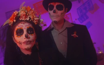 Video Stock Portrait Of A Couple Dressed As Catrin And Catrina Free