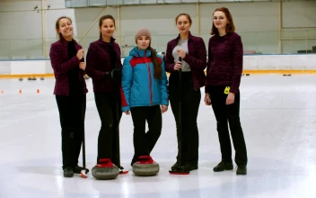 Video Stock Portrait Of A Curling Team On An Ice Rink Free