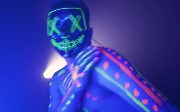 Video Stock Portrait Of A Man With Mask Dancing Energetically Free