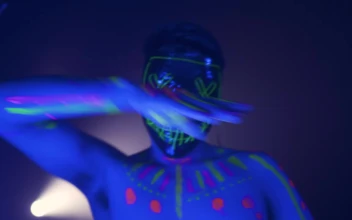 Video Stock Portrait Of An Urban Dancer Wearing A Neon Mask Dancing Free