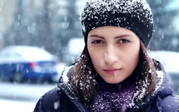 Video Stock Portrait Of Woman Outdoors While Snowing Free