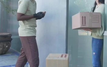 Video Stock Postman Delivering A Package To A Girl Free