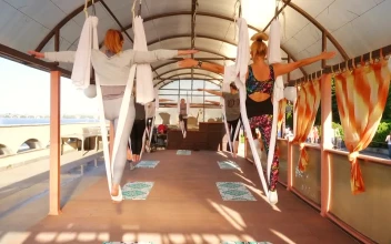 Video Stock Practicing Aerial Dance Yoga Free