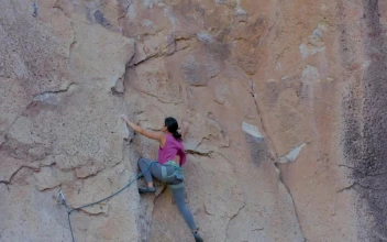 Video Stock Practicing Extreme Mountaineering At The Top Of A Mountain Free