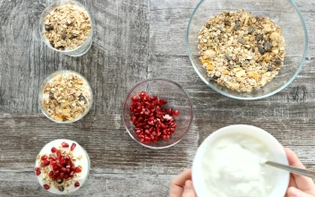 Video Stock Preparing Diet Of Whole Grains And Yogurt Top View Free