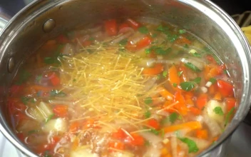 Video Stock Preparing Vegetable And Pasta Soup Free
