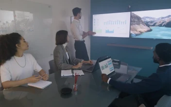 Video Stock Presentation During A Work Team Meeting Free