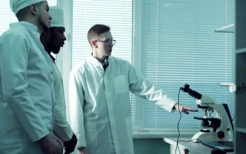 Video Stock Professor Is Showing A Microscope To Students Free