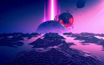 Video Stock Purple Cyberpunk Space With Digital Worlds Free