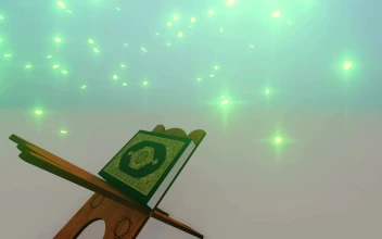 Video Stock Quran Book On A Wooden Lectern Under Magic Rain Free
