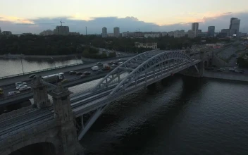Video Stock Railway Bridge And A Highway Over A Calm River Free