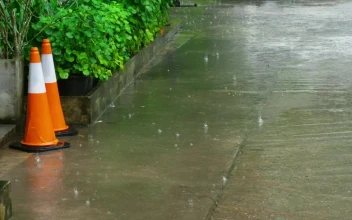 Video Stock Rain Falling In The Sidewalk Free