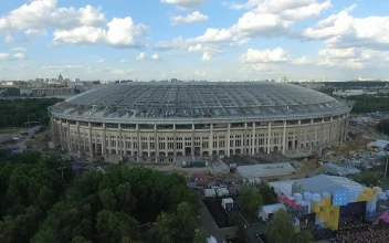 Video Stock Reconstruction Of A Stadium In Russia Free