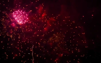 Video Stock Red Fireworks At City Day Festival Free
