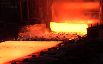 Video Stock Red Hot Metal Sheets Going Out Of The Furnace Free