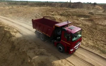 Free Stock Video Red Truck Heading To A Quarry