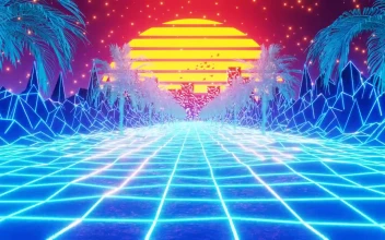 Free Stock Video Retro S Vhs Style Sun On Skyline With Palm Trees