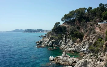 Free Stock Video Rocky Coast Against A Blue Sky