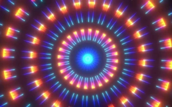 Free Stock Video Rotating Circular Tunnel With Blue And Yellow Lights