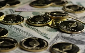 Free Stock Video Rotating Take Of Ethereum Coins Over Dollar Bills