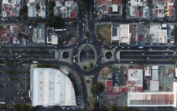 Free Stock Video Roundabout City Traffic Aerial Shot