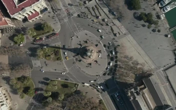 Free Stock Video Roundabout Near A Dock Top Aerial Shot