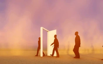 Free Stock Video Row Of Men Crossing A Gate In A Desert
