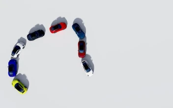 Free Stock Video Row Of Sports Car Moving On White Ground