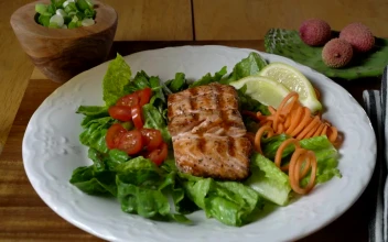 Free Stock Video Salmon Steak With Vegetables And Lemon