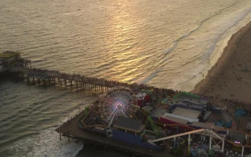 Free Stock Video Santa Monica Pier From Above During A Sunset
