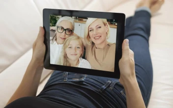 Free Stock Video Screen View Of Family Waving Hello On Tablet