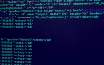 Free Stock Video Scrolling Blue Code On A Screen