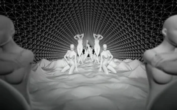 Free Stock Video Sculptures Of Women In A Virtual Corridor D