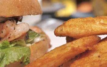 Free Stock Video Shrimp Burger With French Fries