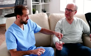 Free Stock Video Sick Man Chats With Nurse Giving Him Medication