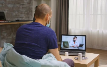 Free Stock Video Sick Man In Online Video Consultation With Doctor
