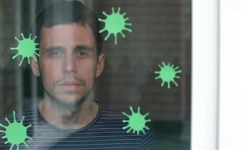 Free Stock Video Sick Man Puts On A Mask On His Window