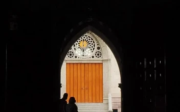 Free Stock Video Side Door Of A Gothic Church In The Dark