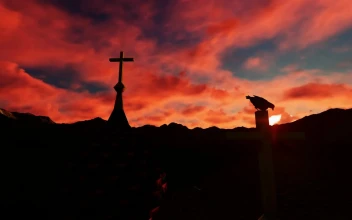 Free Stock Video Silhouette Of A Crucifix At Sunset Landscape