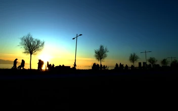 Free Stock Video Silhouettes Of Pedestrians At Sunset By The Sea