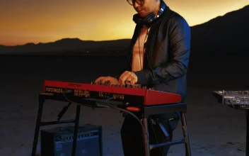 Free Video Stock Skilled Dj Playing With His Equipment In A Huge Desert