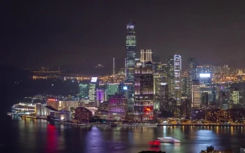 Free Video Stock Skyscrapers In Hong Kong Bay At Night