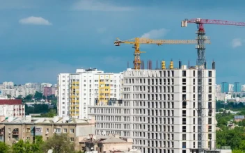 Free Video Stock Skyscrapers Under Construction With Cranes On Top